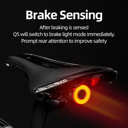 ROCKBROS Smart Bike Auto Brake Sensing Light IPx6 Waterproof LED Charging Cycling Rear Light Bicycle Rear Light Accessories Q5