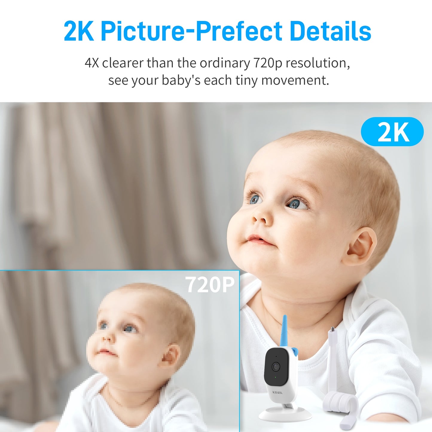 2K Baby Monitor with Camera and Audio