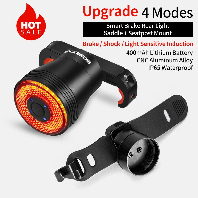 ROCKBROS Smart Bike Auto Brake Sensing Light IPx6 Waterproof LED Charging Cycling Rear Light Bicycle Rear Light Accessories Q5