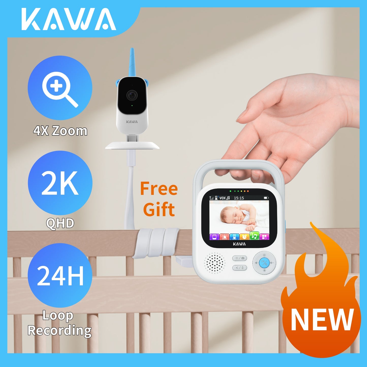 2K Baby Monitor with Camera and Audio